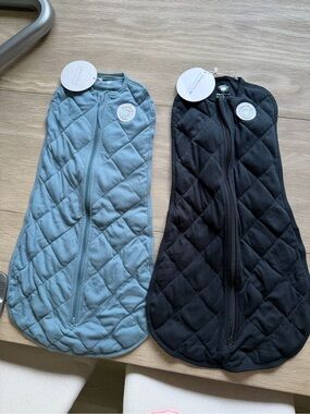 Dreamland Baby Quilted Weighted Sleep Sack Duo - Light Blue & Black